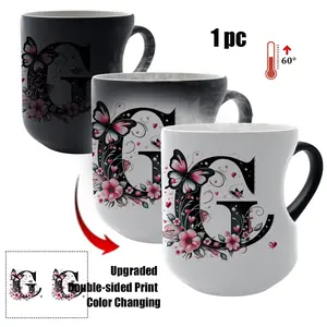 Thermosensitive Ceramic Mug, Heart-Shaped Handle, 11 Oz/330ML, Color-Changing Coffee Cup, Reusable & Non-Slip, Perfect Gift