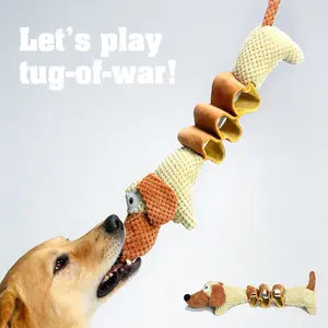 Interactive Tug of War Dog Toy, Stretchable Plush Pull Toy for Small Medium Large Dogs, Squeaky Puppy Training Toy for Indoor Play, Boredom Relief and Bonding