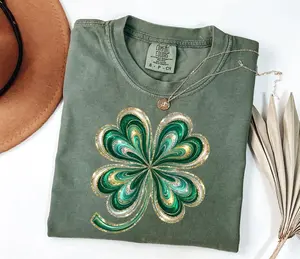 Comfort Colors Retro Water Color Shamrock Long Sleeve, Womens Lucky Shirt, St Patricks Day Gift
