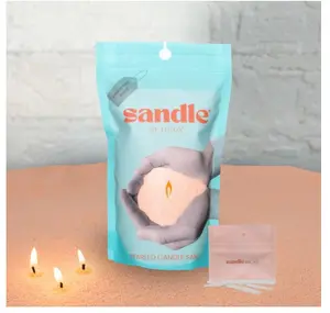 Sandle by Foton Pearled Candle 10 Oz – Pink Coral Unscented, Non Toxic Luxury Long Lasting Sand Candles up to 60 Hours - Refillable Sand Candle