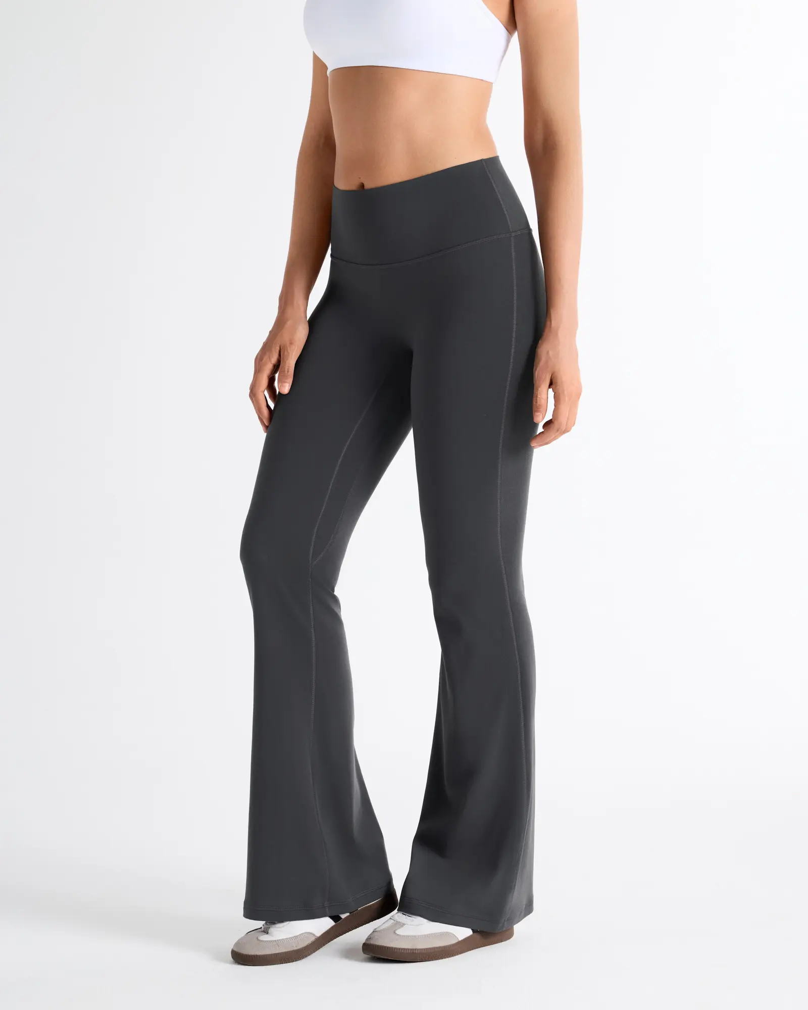 SOLBRACE Women's High Waist 31.5" No Front Seam Flare Leggings, High Stretch Lightweight Breathable Soft Yoga Gym Workout Daily Wear Leggings
