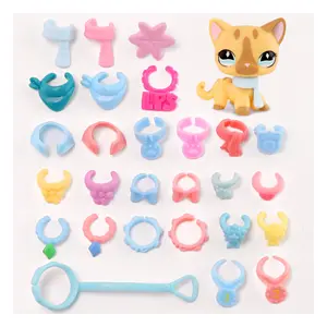 Mini Pet Shop Accessories Set - 10 PCS Collars, Scarves & Necklaces for Toy Cats & Dogs Figures (Random Colors, Figures Not Included-B32))