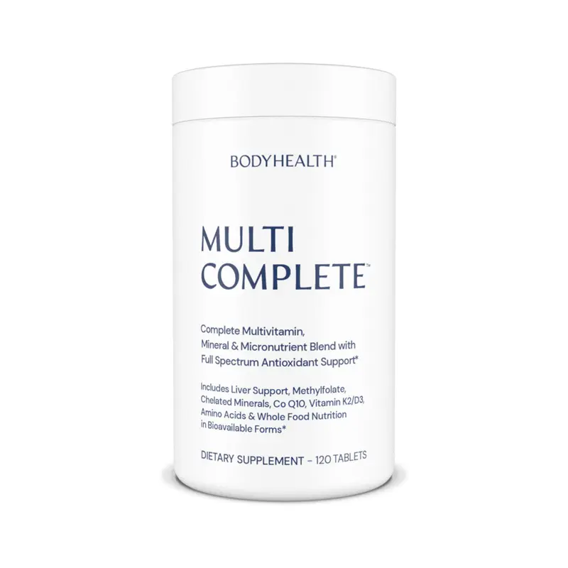 BODYHEALTH Multi Complete Multivitamin - Methylated B Vitamins, L-Methylfolate, Organic Whole Foods Concentrates, Antioxidant Complex, Essential Minerals Supplement, Non-Toxic, Sugar-Free, Gluten-Free, Wheatgrass Juice, Liver & Brain Support - 120 Tablets