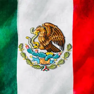 Fridge Magnet Mexican Flag with Detailed Eagle and Cactus Design on Green Red and White Background