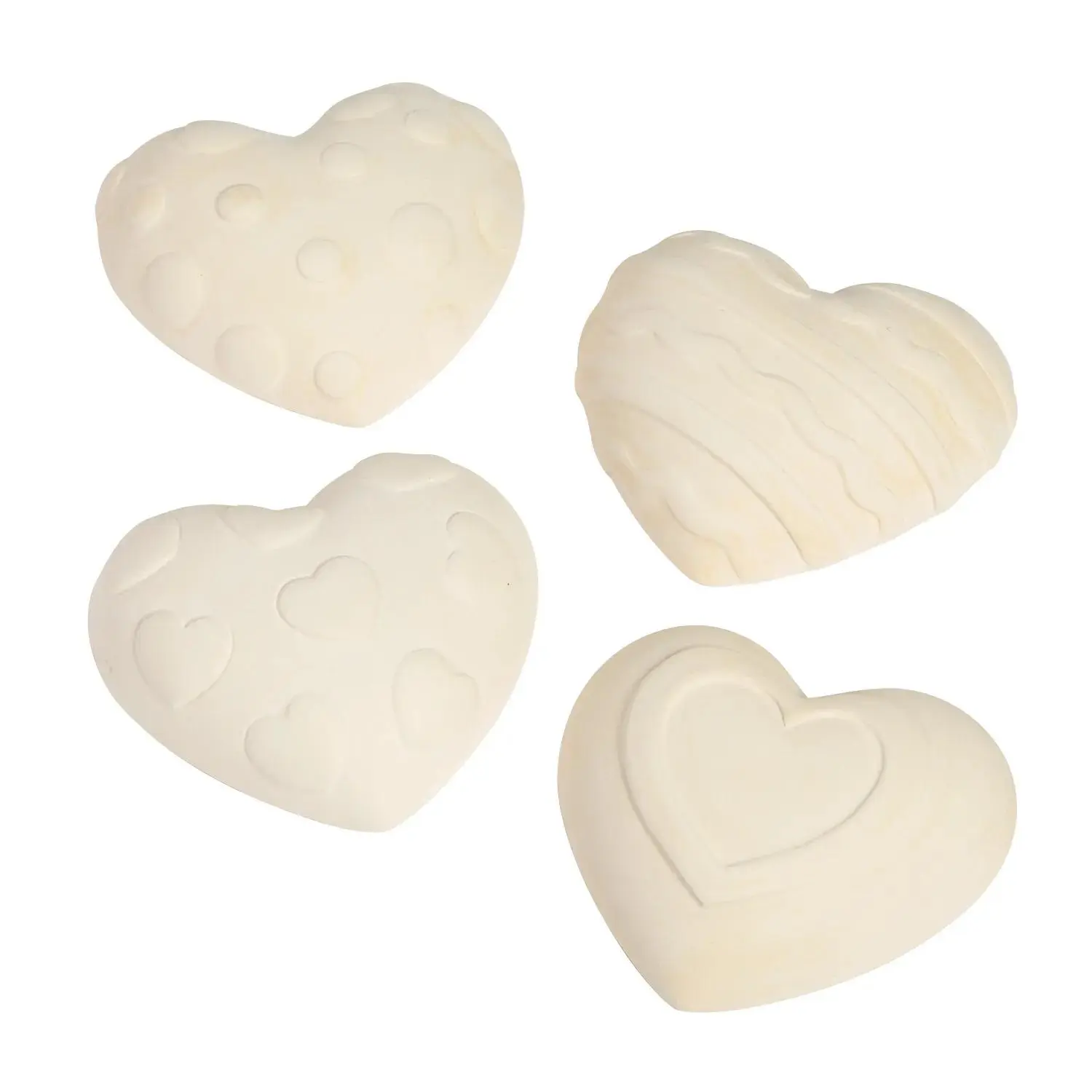 4 1/4" x 4" DIY Ceramic Polka Dot & Stripe Patterned Hearts - 12 Pc.