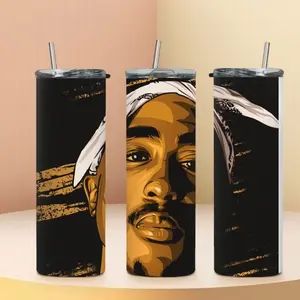 Tupac 20oz tumbler, Tupac shakur, 2pac, Makaveli, Hip hop tumbler, For The Culture, 20oz Skinny Tumbler