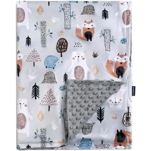 Baby Blankets for Boys Neutral,Super Soft Nursery Minky Blanket Unisex, Baby Gifts Double Layer with Dotted Backing, Newborn Blankets for Crib Stroller(Fox, 30 * 40inch)