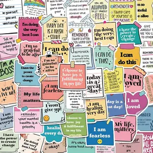 Cartoon Self-esteem Motivational Sticker, 50pcs/set Inspirational  Phrase Sticker, Decorative Sticker for Gift Greeting Card Water Bottle Laptop Phone