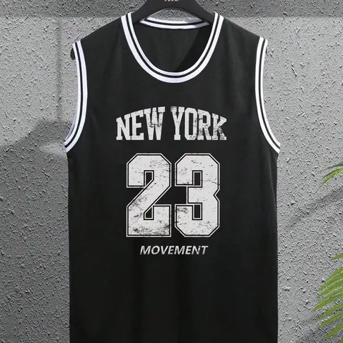 Men's Basketball Jersey, Breathable Basketball Vest, Casual Sporty Sleeveless Tank Top for Summer, Men's Sportswear for Outdoor Activities, Athletic Techwear, Workout Tops, Athletic Active Tops, Sportswear Clothing