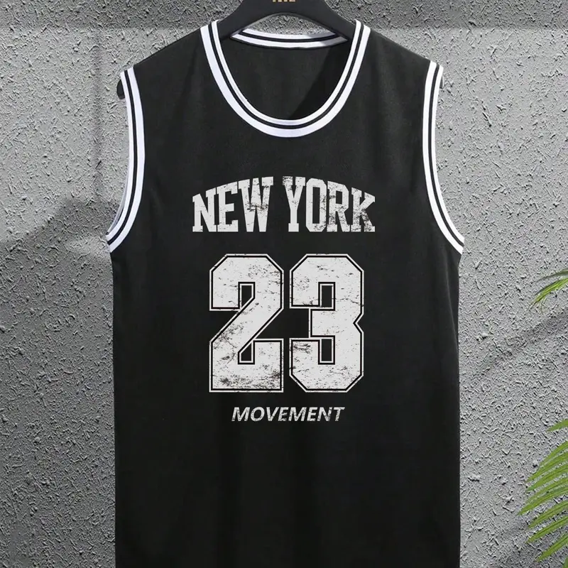 Men's Basketball Jersey, Breathable Basketball Vest, Casual Sporty Sleeveless Tank Top for Summer, Men's Sportswear for Outdoor Activities, Athletic Techwear, Workout Tops, Athletic Active Tops, Sportswear Clothing