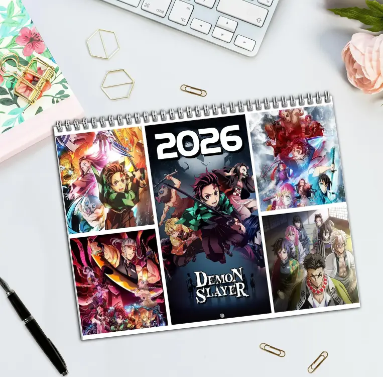 De.mon Slay.yer Calendar 2026 Anime Wall Art Gift for Ota.ku Manga Fans Home Office Decor NNA