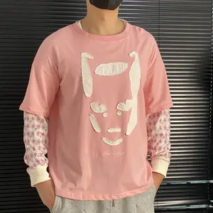 Killer Queen JoJo's Bizarre Adventure Anime Print 2 in 1 Double Layer Long Sleeve Sweatshirt, Casual Regular Fit Round Neck Pullover for Fall & Winter