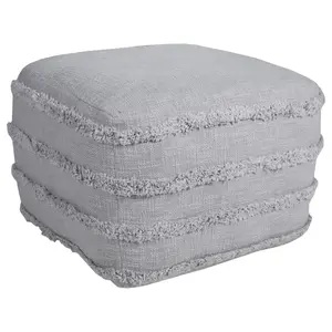 Ox Bay Tufted Stripe Cotton Pouf Ottoman