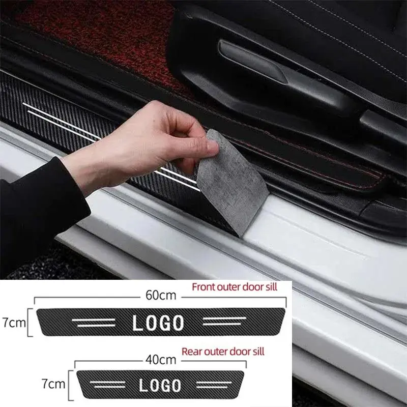 For Subaru Car Door Threshold Carbon Fiber Door Sill Protection Strip Scuff Plate Decorative Sticker Badge Accessories