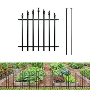 Arifaro Metal Garden Fence Panels Garden Decor 26" H x 24" W (5 Panels, 10 Ft Total) Garden Raised Bed Garden Decor No Digging Decorative Garden Border Fence, Rust-Resistant Black Landscape Edging for Flower Beds, Yard, Patio Garden Decor