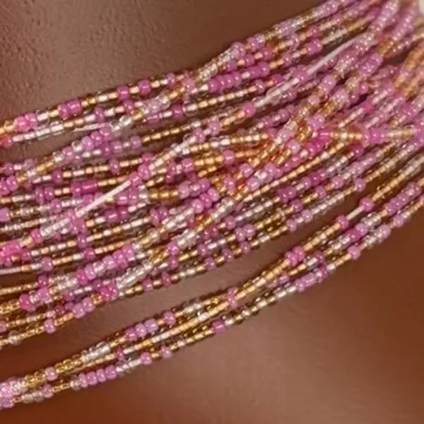 AAEssentials Cotton Candy Waist Beads - Pink and Gold Colorway Fashion Accessory for Stylish Wear