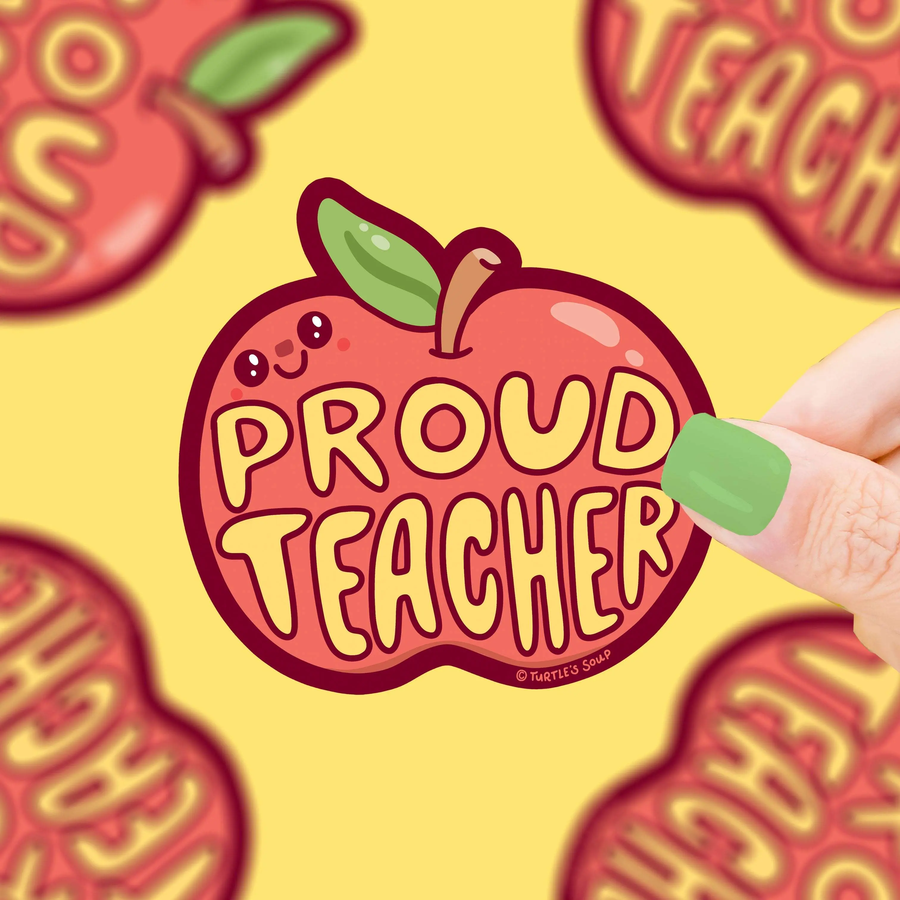 Turtle's Soup Proud Teacher Laptop Decal Vinyl Sticker Waterproof Dishwasher Safe Decor Decorative Ornaments Tiles Sticker