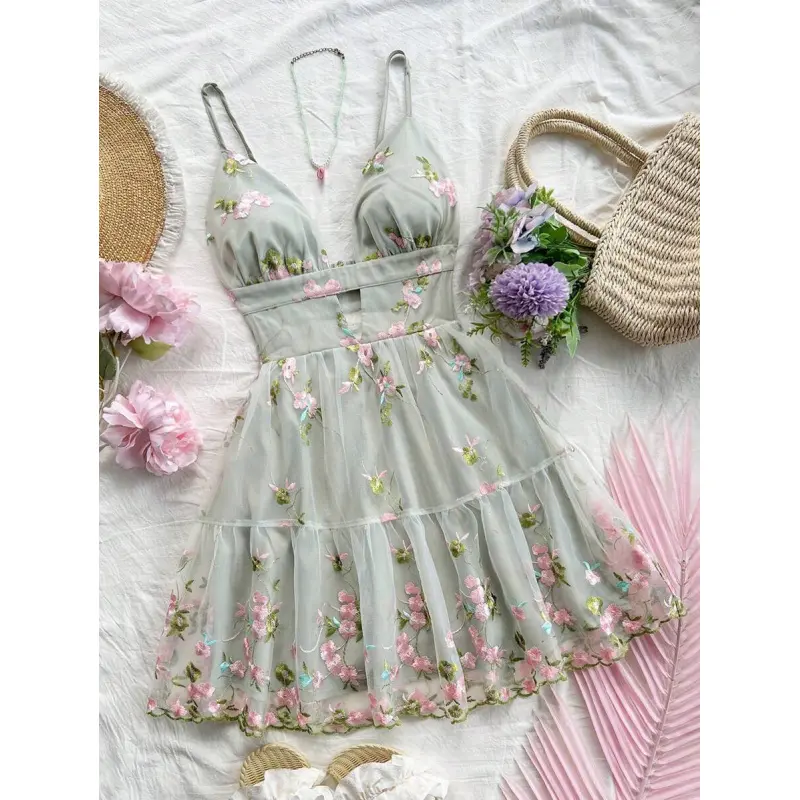 Loomaby Maternity Elegant Party Floral Embroidery Mesh Backless Camisole Dress - TikTok Shop Loomaby Maternity Elegant Party Floral Embroidery Mesh Backless Camisole Dress - TikTok Shop