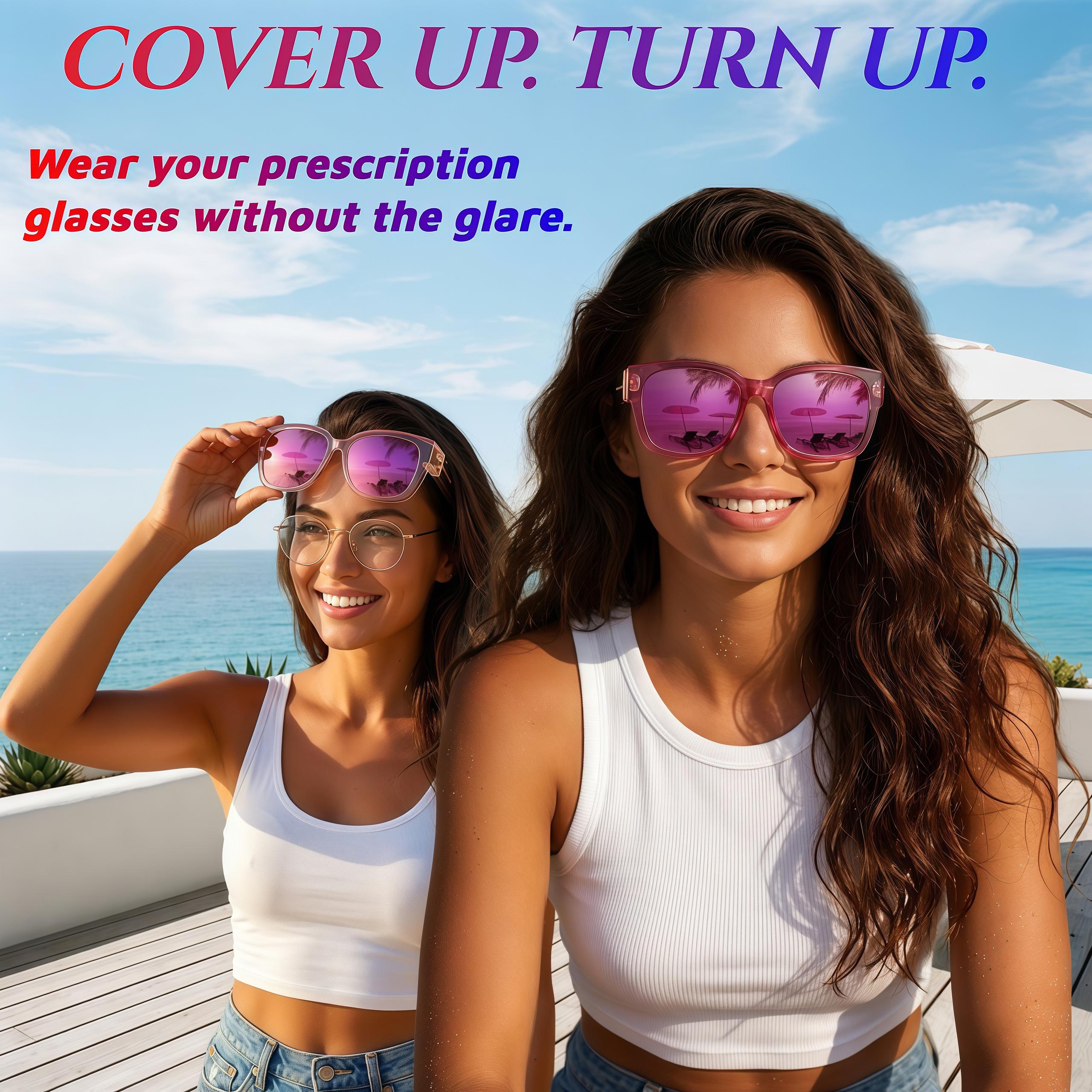 EUNOIALENS Women's Fit Over Square Frame Sunglasses - Oversized Polarized Lenses, UV400 Protection, T-Zone Temples, Wrap-Around Design, for Casual Driving & Daily Wear, Stylish Women's Gift Accessory, Sunglasses For Women