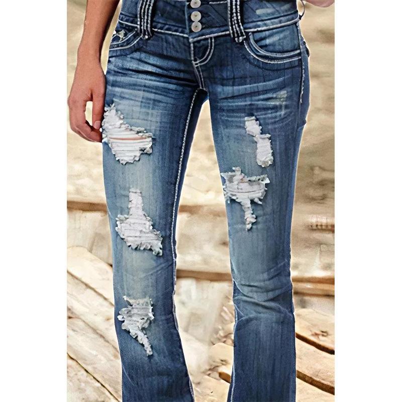 2025 Summer New Low Waist Vintage Ripped Button Jeans Purple Denim Tears Streetwear jean baggy jeans