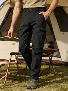 Men's Outdoor Sports Pants Multi-Pocket Tactical Workwear, Zipper Pockets Straight Leg, Suitable for Hiking, Travel, Casual Wear, Durable and Practical, Casual Comfy Pants