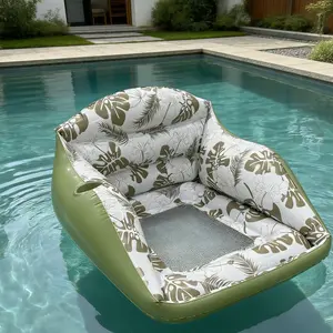 Large Inflatable Water Sofa, Tropical Style Float with Cup Holder, Minimalist Pool Chair, 3-In-1 Inflatable Pool Toy, Outdoor Use