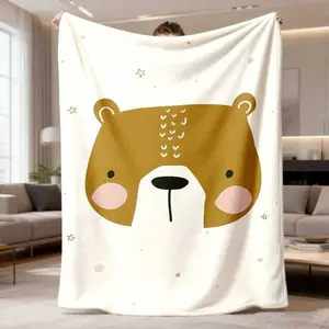 2026 New Flannel Blanket Featuring A Plush Teddy Bear Design, This Ultra-Soft All-Season Bedspread Comes In Beige, Brown, Pink, And White Pastel Shades. It'S Perfect For Cozying Up On The Bed, Sofa, During Travel, Or Camping