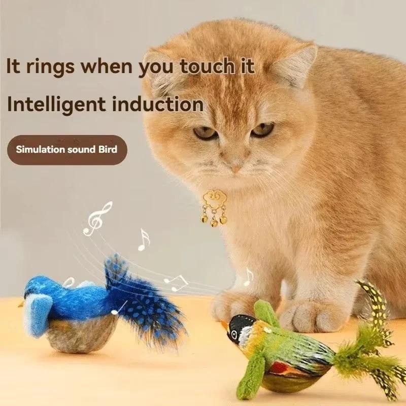 1PCS GREEN Cat simulation cat mint chirping bird sound toy, dog to relax interactive toy, little bird to amuse the cat, pet cat toy（Color: Green）