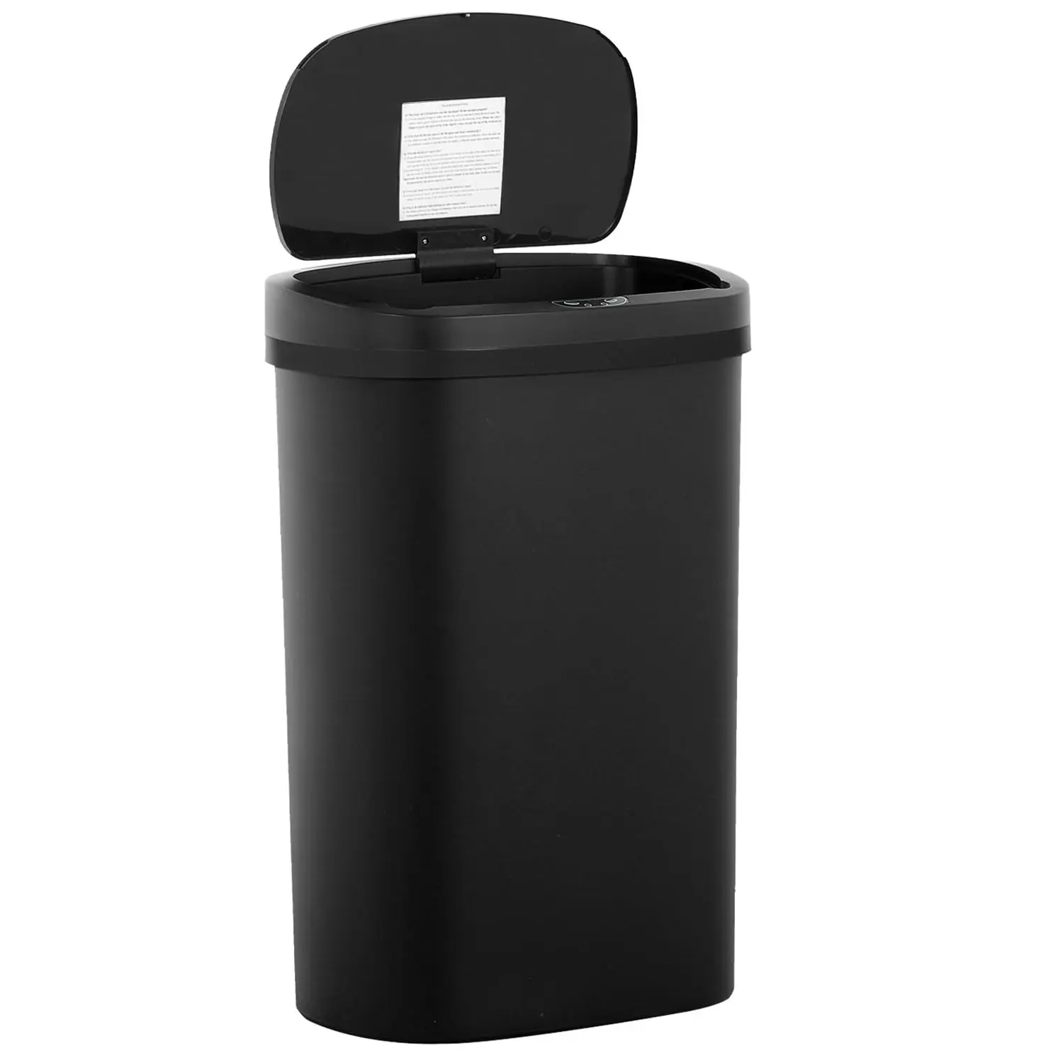 13 Gal Plastic Touchless Smart Bin with Lid - Dark Black, Odor Lock, Modern Oval Shape, Easy Self-Cleaning, Hand-Free Operation, Ideal for Camping Tent Setup, Outdoor & Kitchen Use, 13-Gallon, Infrared Sensor