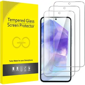 Screen Protector for Samsung Galaxy A55 5G 6.6-Inch, 9H Tempered Glass Film, Anti-Scratch, HD Clear, 3-Pack