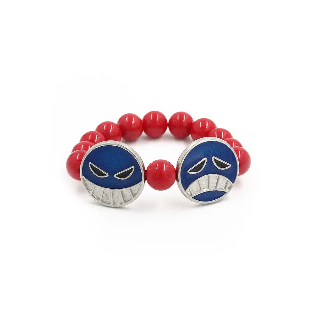 One Piece Necklace Red Beads Bracelet Keychain Crying Face Smiling Face Keychain Anime Merchandise Gift for One Piece Fans Unisex White Beard Pirates ACE, Stackable Bracelets