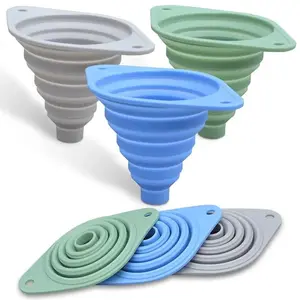 Kitchen Funnel Set 3 Pack Retractable Foldable Silicone Collapsible Funnels for Filling Water Bottle Liquid Transfer Food Grade Easy Storage