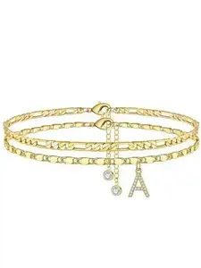 Personalized Letter Anklet for Women, Stainless Steel Initial Design Foot Jewelry All-Match Gift Modern Exquisite Stylish Stunning Chic Trendy Elegant Piece Versatile Refined Essential Classy Sophisticated Wear Look