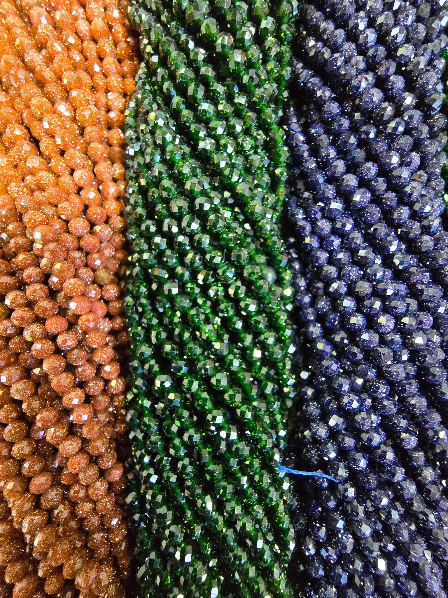 3mm Faceted Goldstone Gemstone Bead Strands | Cosmic Sparkle DIY Jewelry (3 Colors) | Man Made Glass Beads