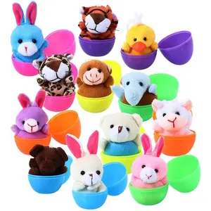 12 pcs Easter Eggs Filled with Mini Plush Animals Toy for Easter Basket Stuffers/Fillers, Eggs Hunt, Party Favor