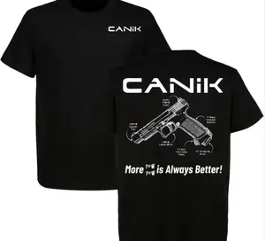 CANIK Firearm Diagram T-Shirt, Tactical Gear Graphic Tee with CANIK Text Front & Detailed Pistol Blueprint Back Print, Perfect for CANIK Fans, Gift For Him