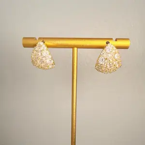 Half-Moon Design Open Hoop Earrings,Zircons & 14K Gold Plated Copper S925 Needle Women Earrings Holiday Jewelry Gifts for women