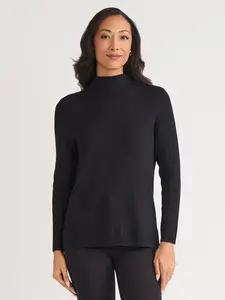 Plus Wide Rib Funnel Neck Top