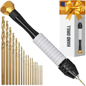 Pin Vise Hand Drill Manual - Jewelry Drill with Micro Drill Bits (0.8mm-2.5mm) for Resin, Wood, Plastic, Miniature, Beads, Clay, Etc.