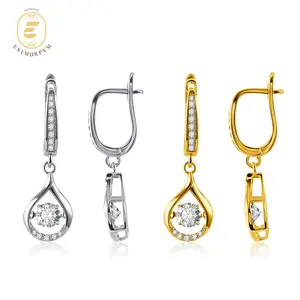EOM 18K Gold-Plated Moissanite 1ct Dreamy Drop Earrings Glow of Firefly Dangle Earrings Valentine's Day Wedding Engagement Anniversary Romantic Elegant Gift Daily Wear Mother's Day Gift
