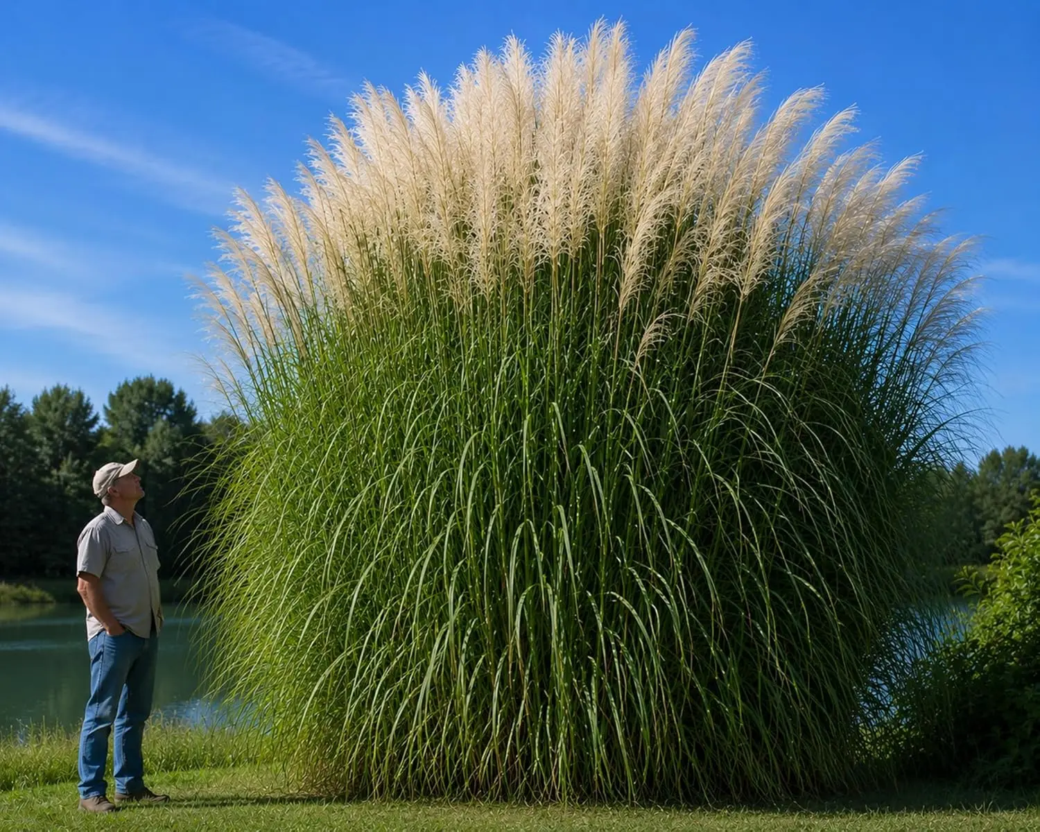 3 Pampas Grass Live Rhizomes for Planting | Hardy Perennial, Miscanthus| Fast Growing Privacy Barrier with Beautiful White Plumes | Privacy & Windbreak Grass (3 Rhizomes)