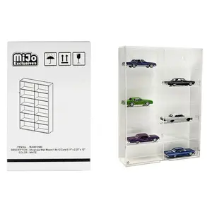 Showcase 12 Car Display Case Wall Mount with White Back Panel "Mijo Exclusives" for 1/64 Scale Models