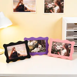 Creative Rectangular Wave Decorative Photo Frame Stand, High Quality Frame, 4x6 Desktop Frame, Boho Style, Captures Warm Memories, Adds Love and Comfort to Your Home