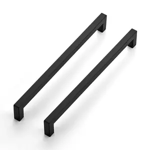 Ravinte 10 Inch Kitchen Square Cabinet Handles Cabinet Pulls Black Drawer Pulls Kitchen Cabinet Hardware Kitchen Handles for Cabinets Cupboard Handles Drawer Handles