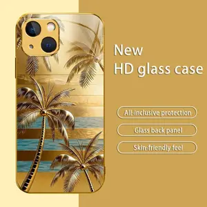 Sunset Beach Palm Tree Smartphone Casing for iPhone 14 Plus - Tropical Vacation Aesthetic Cellphone Case with Protection, 2026 Must-Have Travel Accessories