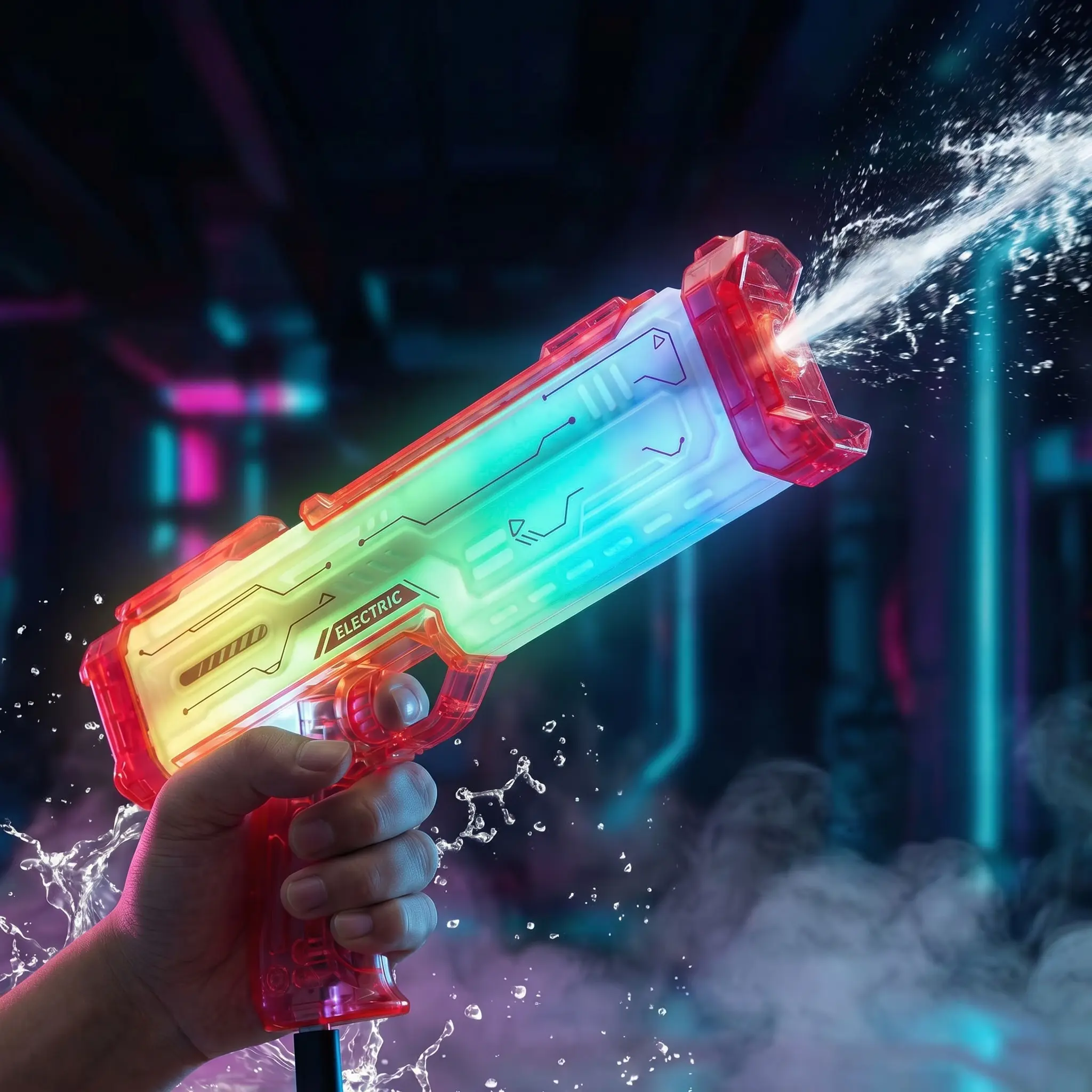 Unisex Automatic Squirt Electric Water Gun 2026 Summer Dynamic Duo, Glowing Muzzle, 320cc High Capacity, Up to 32 FT Range, Children Development Outdoor Toy for 6–8 Years, Party‑Ready Power