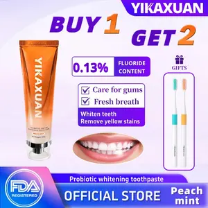 【YIKAXUAN】probiotic whitening toothpaste is suitable for sensitive teeth, removing pigmentation, oral bacteria, and strengthening enamel/100g fluoride free fresh breath BUY1 GET2