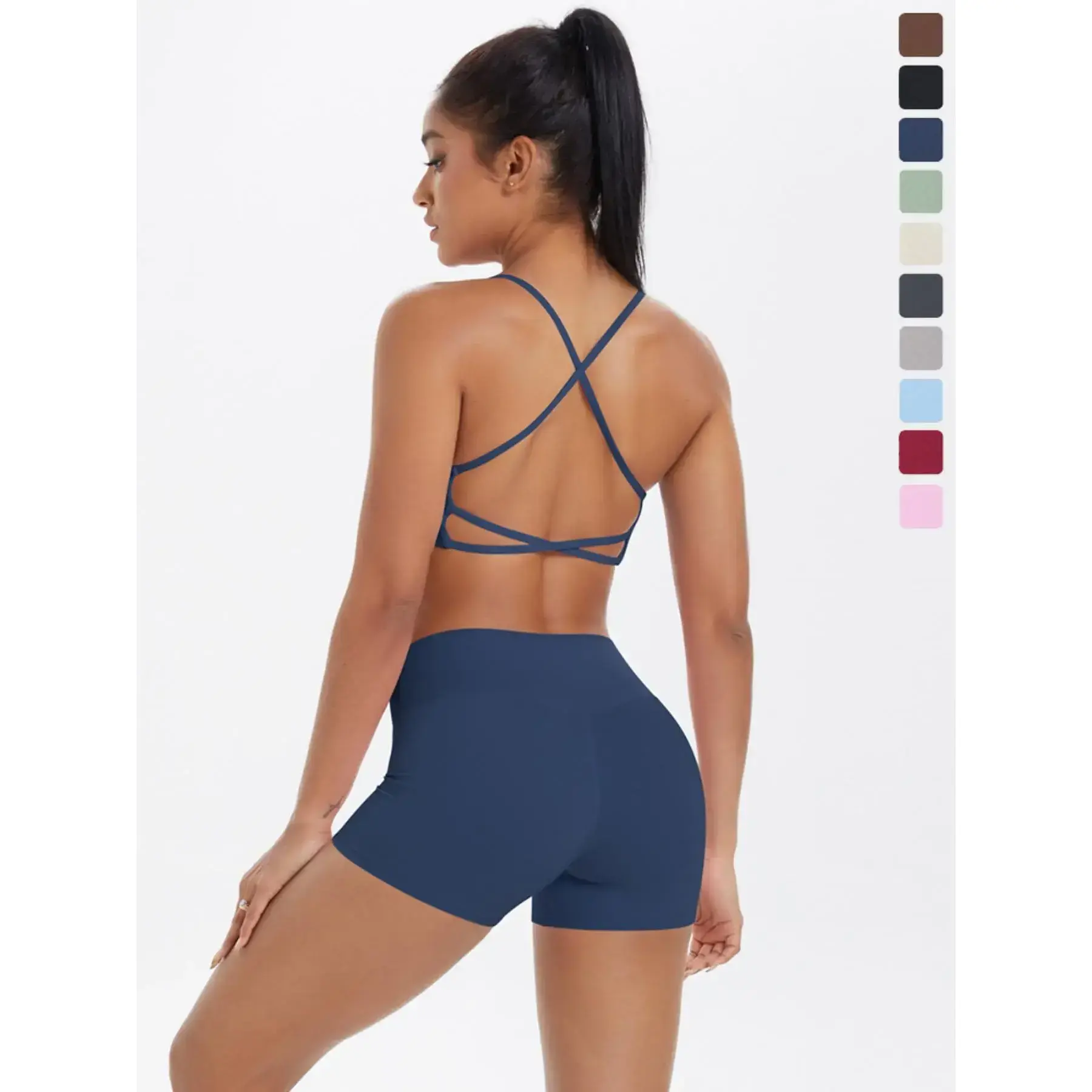 Women's Solid Crop Sports Bra & High Waist Short Leggings Set, Sporty Casual Outfits for Yoga Gym Workout Running, Women Tracksuits for Summer, Cute Workout Outfits, Athleisure Wear, Gym Workout Clothes, Sports Bra ShortsGift Women's Solid Crop Sports Bra & High Waist Short Leggings Set, Sporty Casual Outfits for Yoga Gym Workout Running, Women Tracksuits for Summer, Cute Workout Outfits, Athleisure Wear, Gym Workout Clothes, Sports Bra ShortsGift