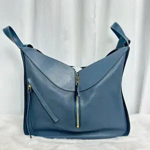 Pre-owned Loewe Hammock Bag | Blue Grained Calfskin Gold Hardware|21140193