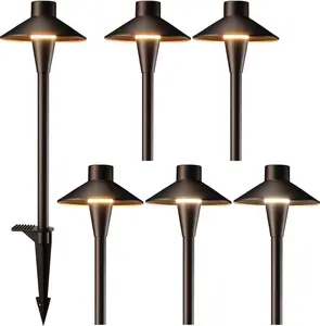 LEONLITE Update 5CCT Low Voltage Pathway Lights, 12-24V LED Landscape Path Light, 1800/2700/3000/4000/5000K, Aluminum Housing, Oil Rubbed Bronze, Pack of 6